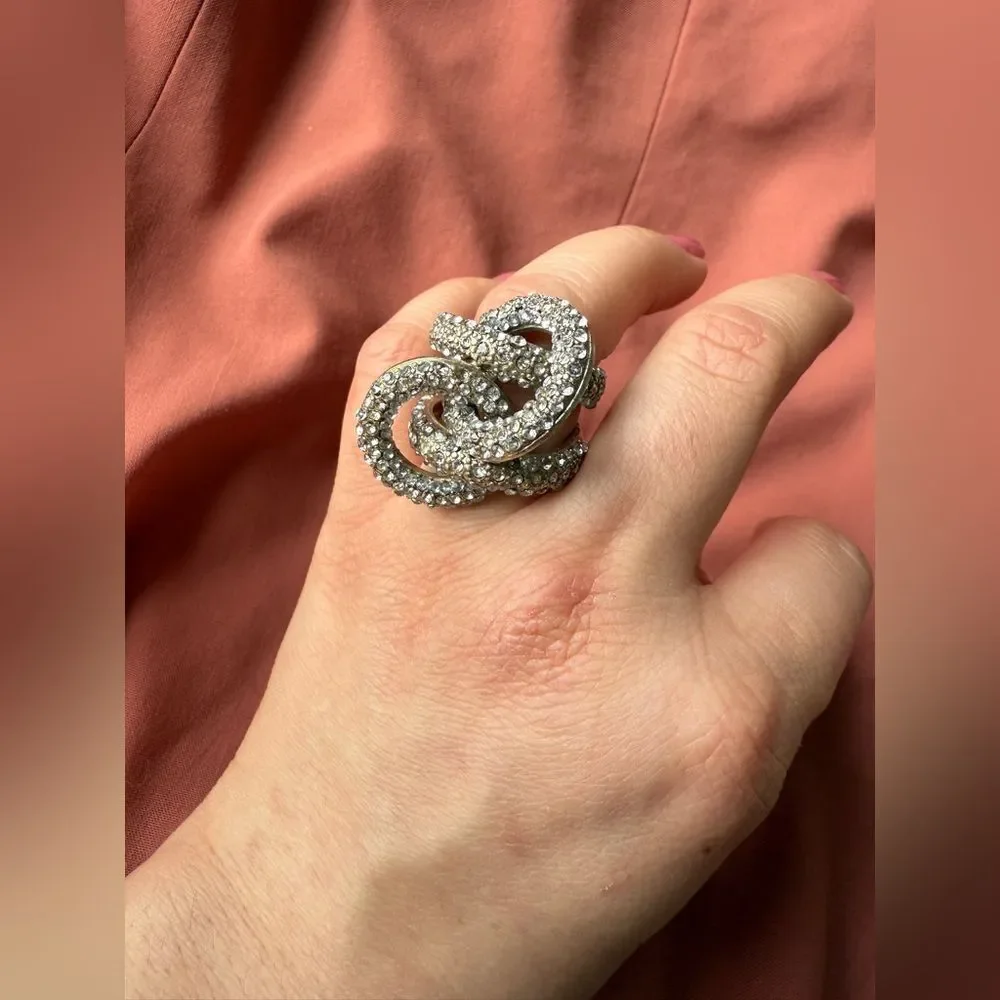 Silver Statement Banana Republic Disco Glam Party Evening Ring Sz 6.5